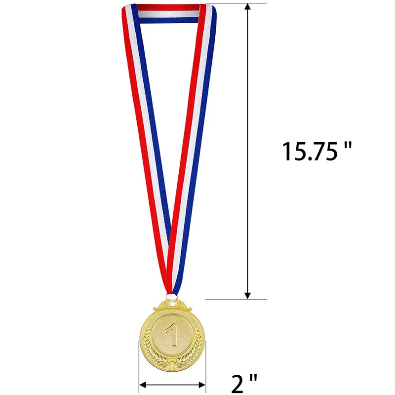 Wholesale World Games Style 2 Inches Metal Winner Gold Silver Bronze Award Medals with Neck Ribbon