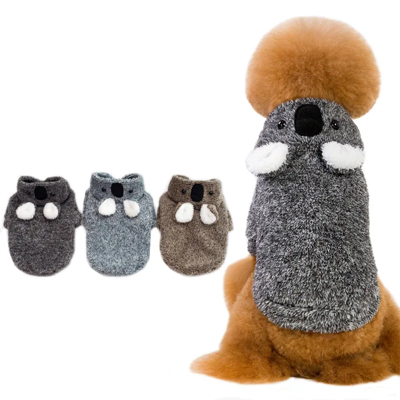 
Autumn And Winter New Leisure Pet Clothes Coral Velvet Dog Clothes Thickened Sloth Bear Teddy Dog Clothes 