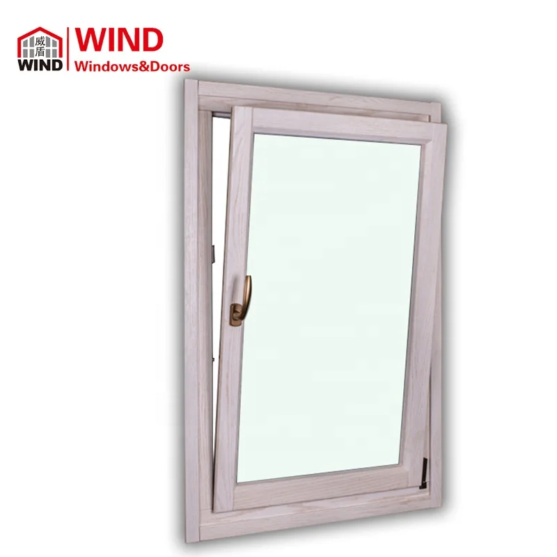 В европейском стиле алюминиевое деревянное белое стекло с двойным наклоном и поворотом створки окна