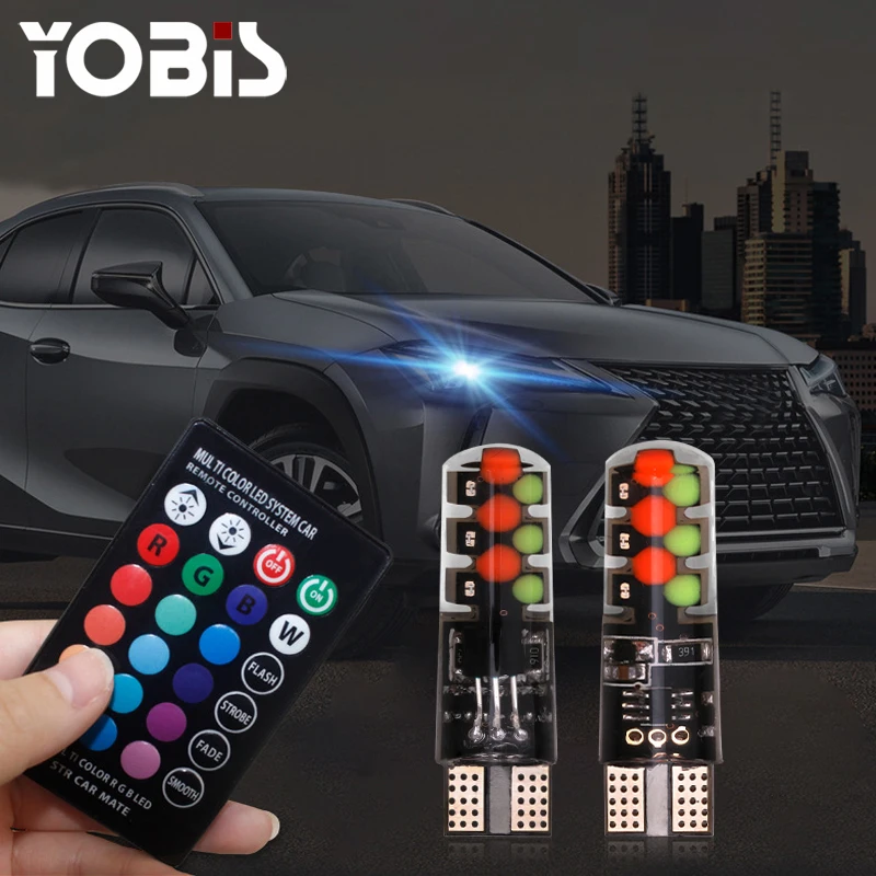 Yobis Latest COB 12 Chips Silicon Memory Function Reading Light Bulb T10 LED RGB with Remote Controller