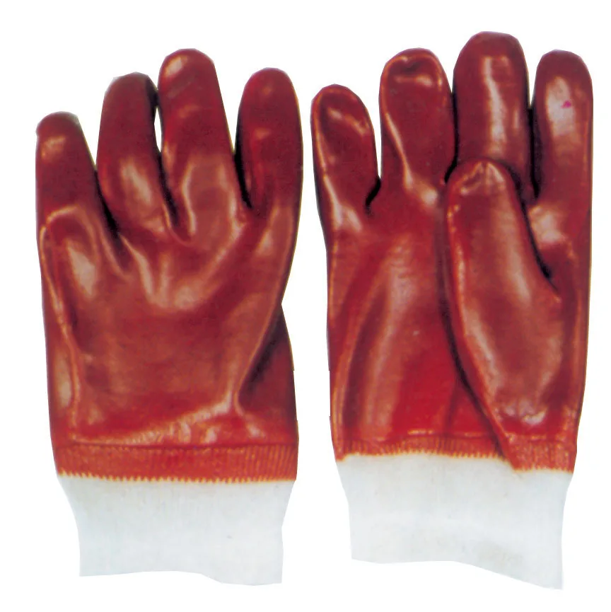 SLG-GSP004 China hot selling high quality PVC coated safe safety work working chemical lab gloves