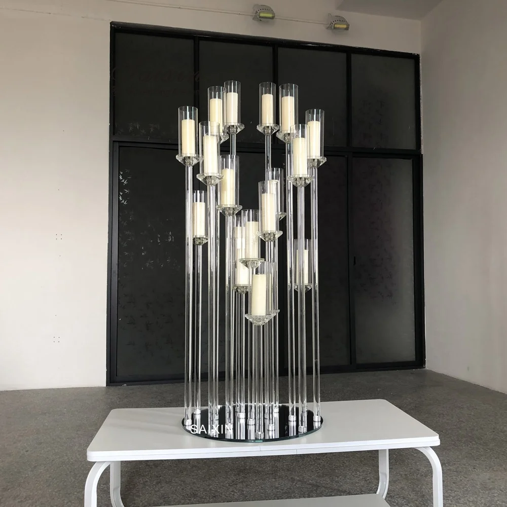 ZT- 388 Stunning 18 arms wedding crystal candle holder for table centerpiece supplies