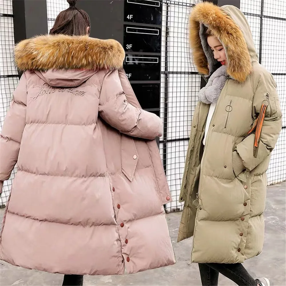 2024 new medium long down jacket thickened white duck down Korean version of foreign style warm student coat wholesale