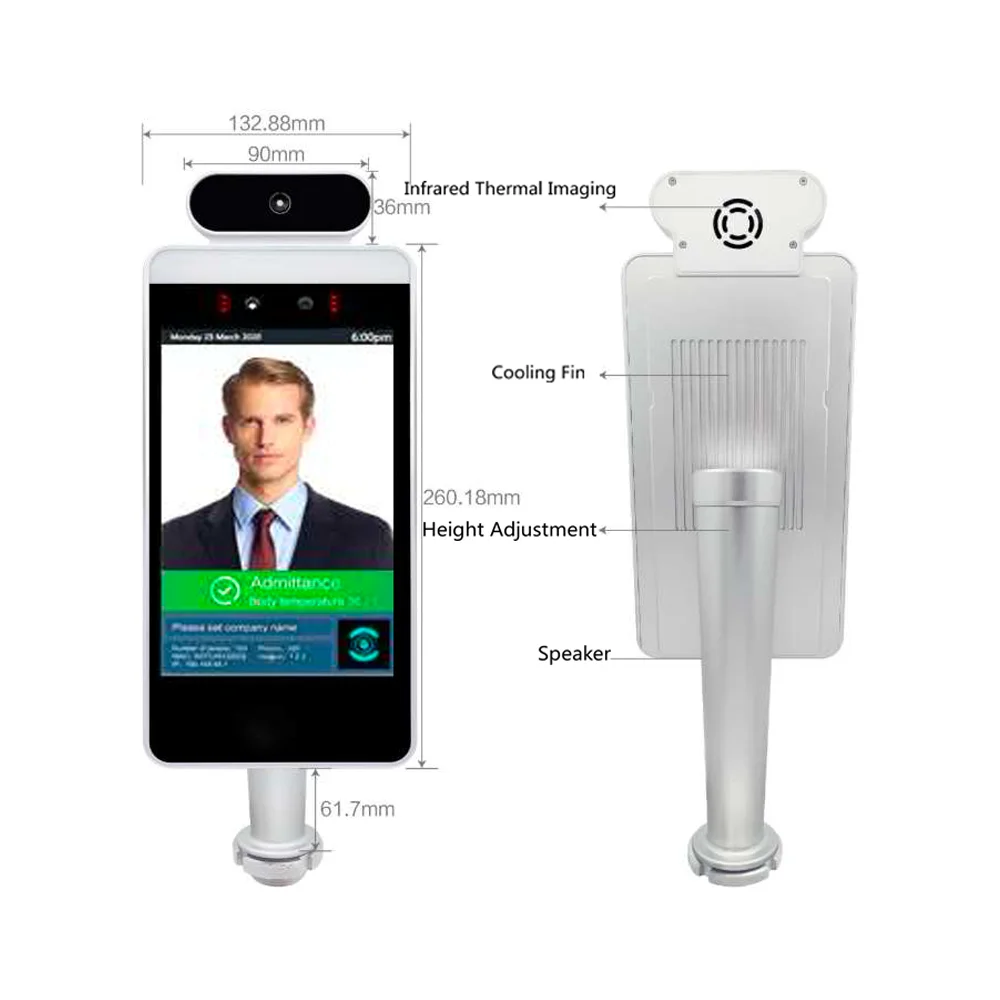 
Hot Product Face Recognition Temperature Measurement Terminal Temperature Measuring Access Control Machine 
