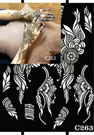 OEM 18*24cm  over 200 models henna flower henna tattoo hand PVC stencils templates design with photo