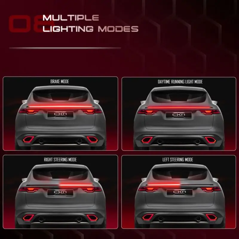 OEM 130cm Carbon Fiber Led Spoiler Lights Universal Auto Driving Brake Turn Signal Rear Tail Lights Car Rear Spoiler LED Stripe