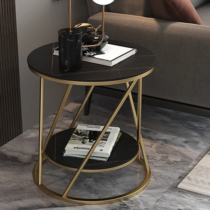 China manufacturer wholesale luxury white black marble top round coffee table small side table