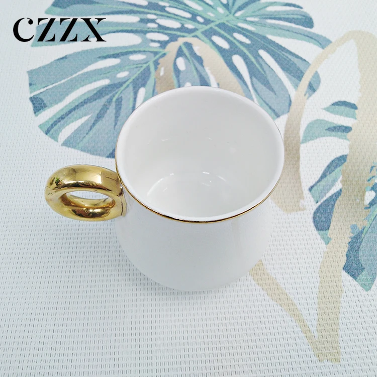 China factory high quality Turkish coffee tea color and gold decorative fancy cups and saucer set with giftbox packing