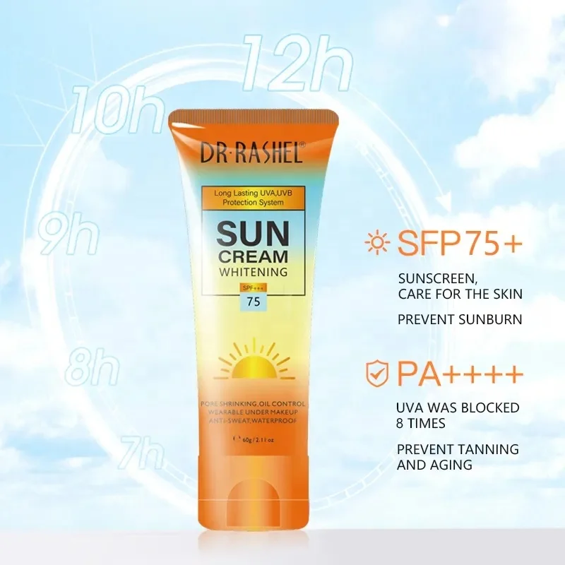 DR.RASHEL whitening moisturizing sunscreen SPF 75 Non-Greasy Mineral Sun cream For Face Protection and Body Against UVA and UVB