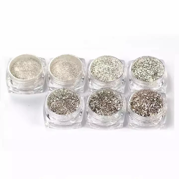 Cosray Cosmetics Borosilicate Glass Flakes Powder Rayshine Series Silver Coated Sparkle Powder Wholesale
