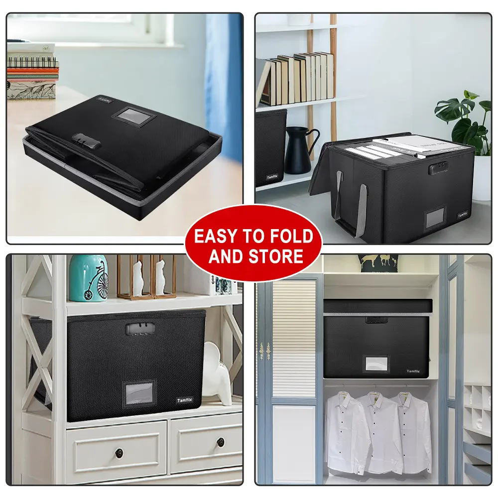 yuyang Classic Design Fireproof Waterproof Dust-Proof Document Storage Box Secure Organized Case File Bin for Important Papers