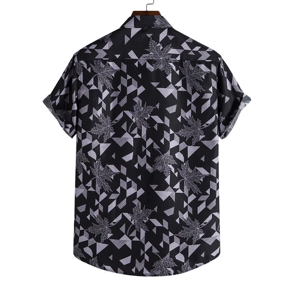 Vintage Blue Floral Hawaiian Shirt Short Sleeve Beach Shirts Men Party Holiday Vacation Clothing