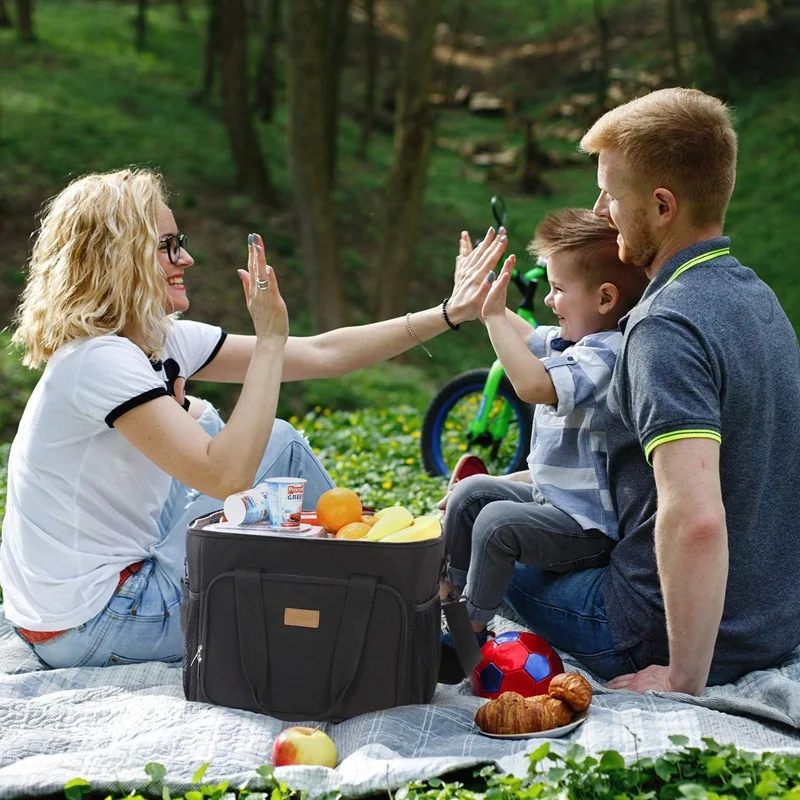 Custom Logo 600D Oxford Lunch Cooler Bag Insulated For Office Travel Picnic Thermal Bag Soft Tote Cooler Box With Shoulder Strap