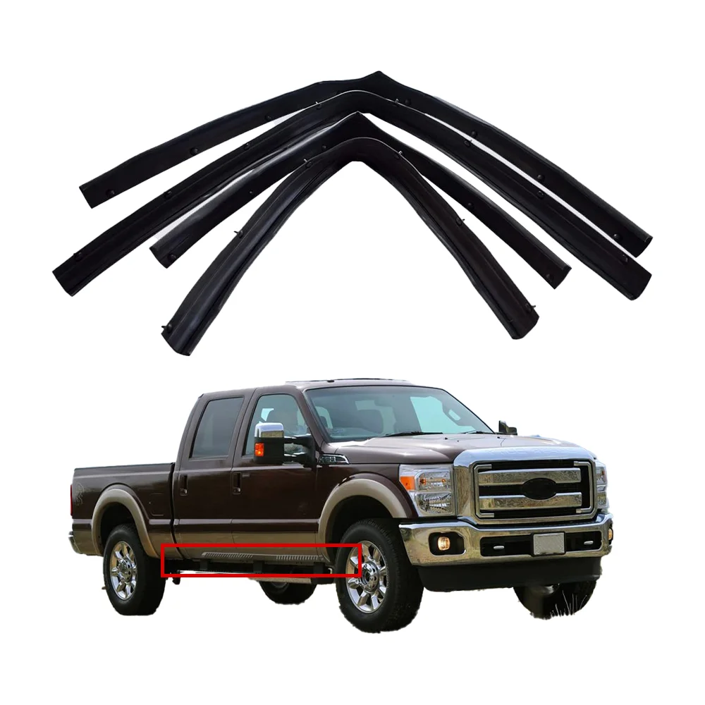 Car Lower Door Rubber Felt Trim Seal Weatherstrip Kit Bottom Compatible with Ford F250 F350 F450 F550 Super Duty Crew Cab