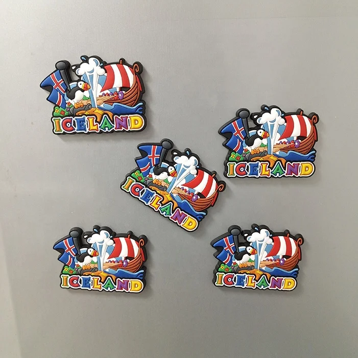 Custom Designed 3D Soft PVC Rubber Refrigerator Medium Size Iceland Country Flair Tourist Souvenir Anniversaries Custom Logo