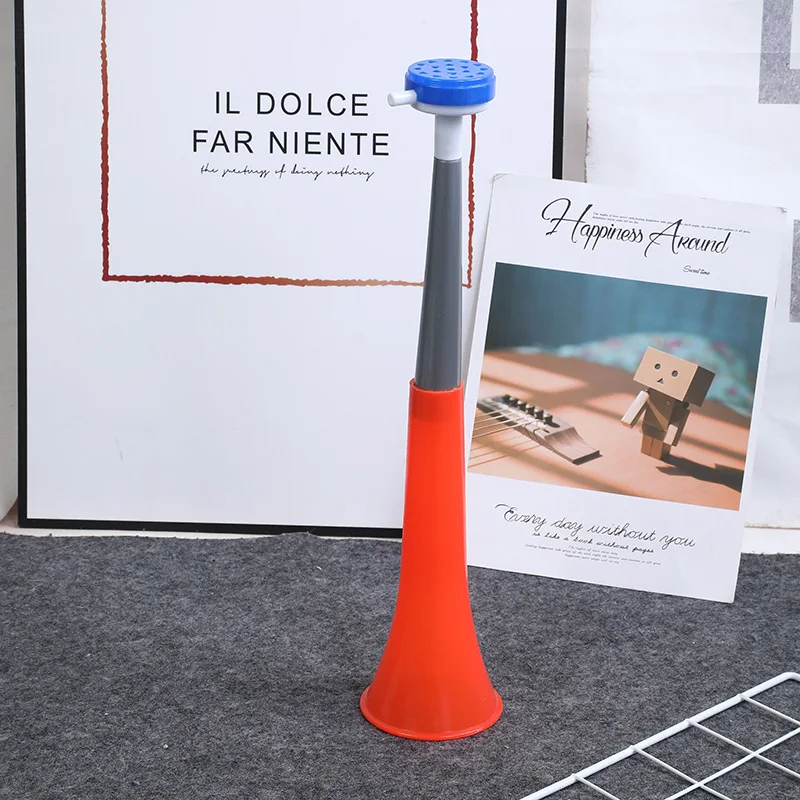 Cheap plastic cheering horn , toy plastic football fans cheer trumpet ,can be customized logo loud blow horn