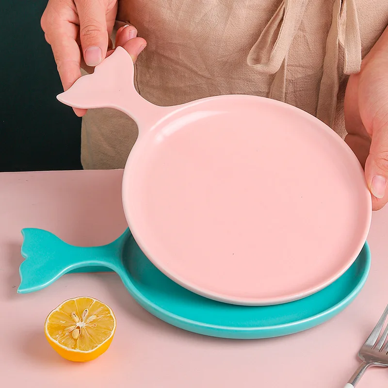 Modern Simple Ceramic Cloud Fish Tail Plate Wax Light Frosted Desserts Sauce Breakfast Fashion Modeling