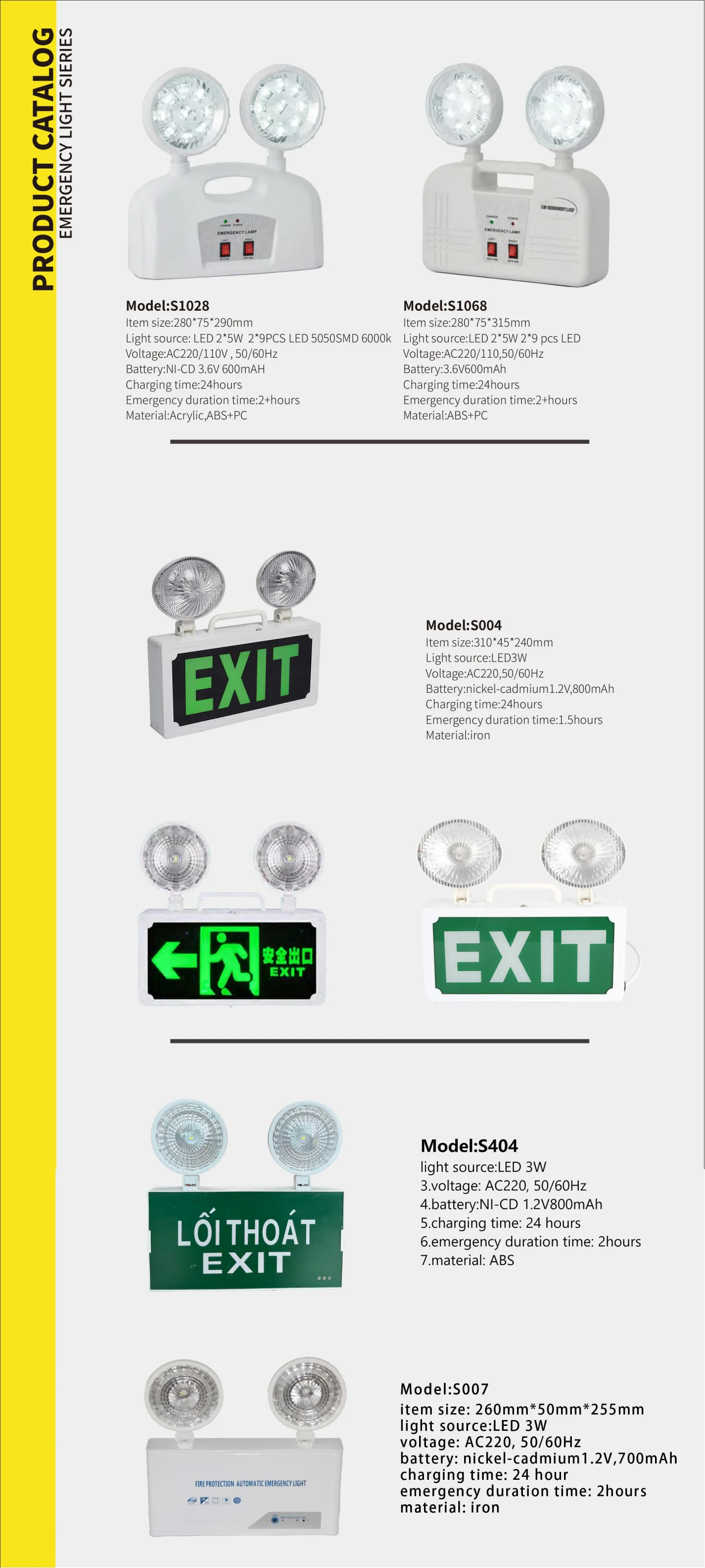 High Quality Explosion-Proof 2*5W LED Double Headed Emergency Exit Light IP65 Indoor/Outdoor Lamp with 85V-265V Input Voltage