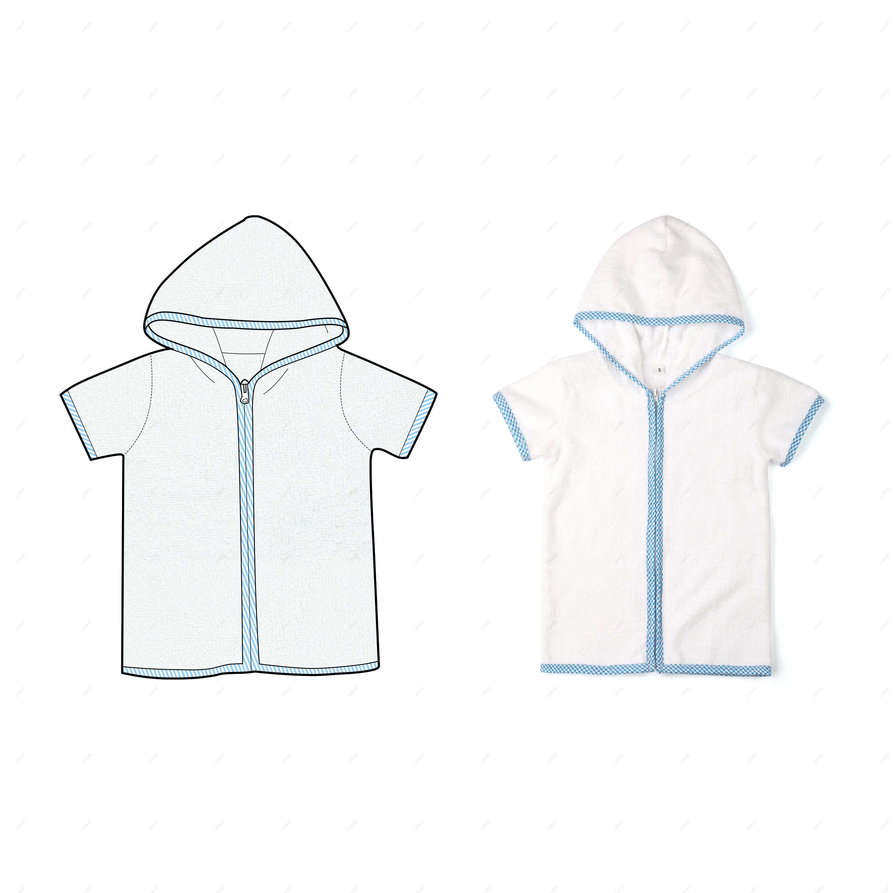 children swimwear 320g towel fabric short sleeved beach jacket with hood 	boy kids swimwear