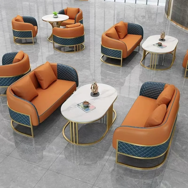 Modern restaurant sofa Office Negotiating Sofa Casual Rest Area Beauty Salon Meeting chair Hotel Reception Table chair bench set