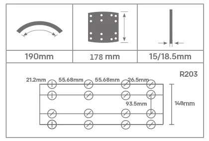 Non-asbestos high quality Hino drum brake Lining for truck brake lining