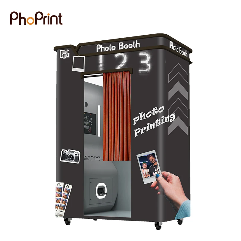 Portable Selfie Photo Booth Kiosk Led Enclosure Digital Camera Instant Print Photo Booth