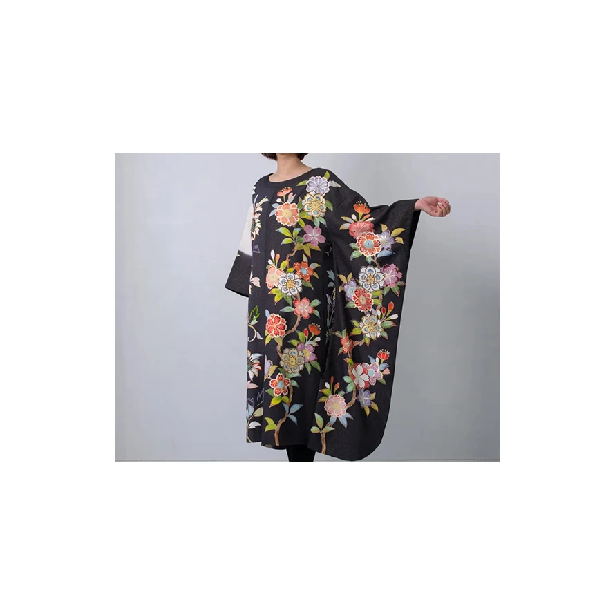 A gorgeous one-piece dress long silk kimono style robe fabric