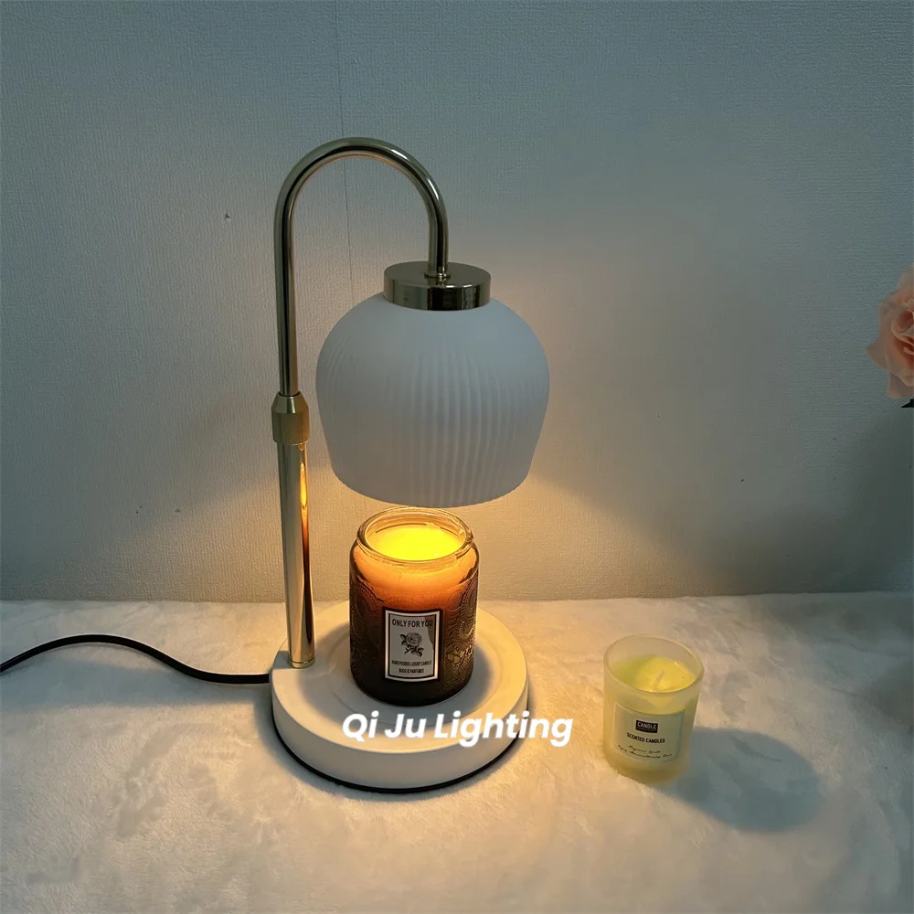 Room Bedroom Home Decoration Romantic Height Adjustable Lampshade Timer Switch Ceramic Electric Candle Warmer