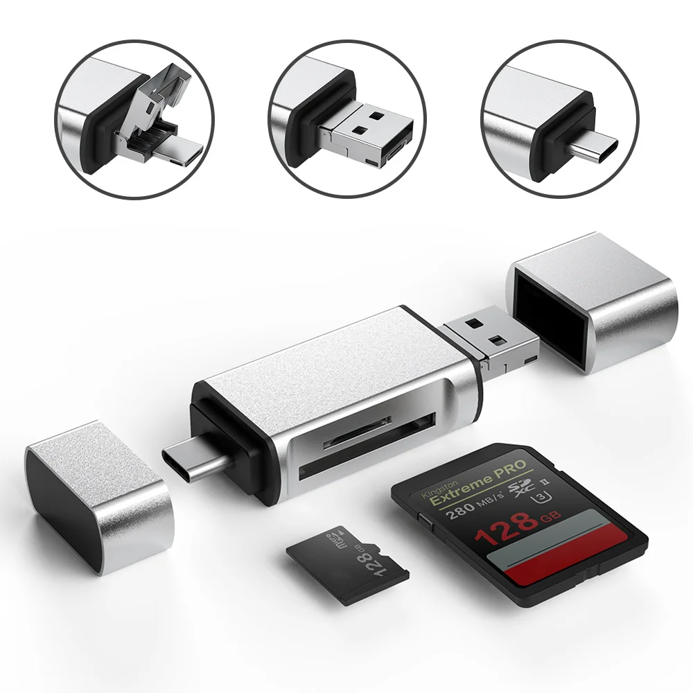 All in One Card Reader TF MS M2 XD CF TF SD 3 in 1 Micro USB OTG Carder Reader USB OTG Smart Card Reader