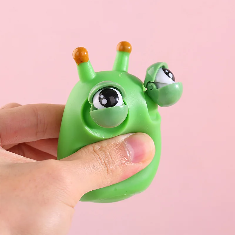 New Squeeze Toy 3d Grass Worm With Popped Eyes Anti-stress Fidget Sensory Toys For Kids Eyes Popping Out Worm Pinch Toy