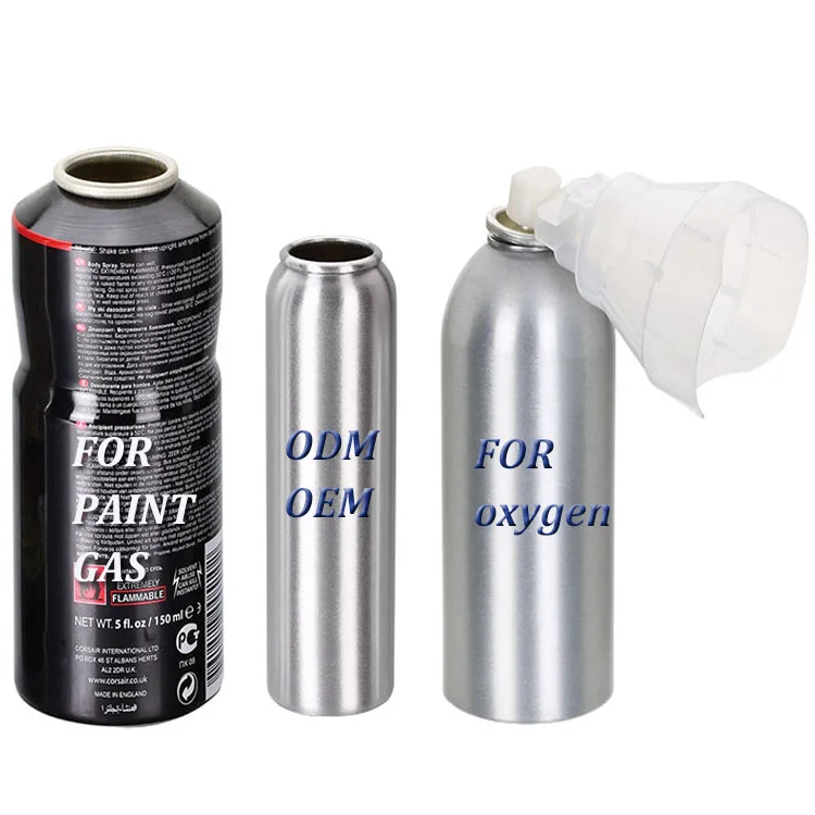 Manufacturers Factory 300ml 400ml 800ml Custom Printing Recyclable Spray Gas Can Empty Aluminum Aerosol Tin Can Oxygen Bottle