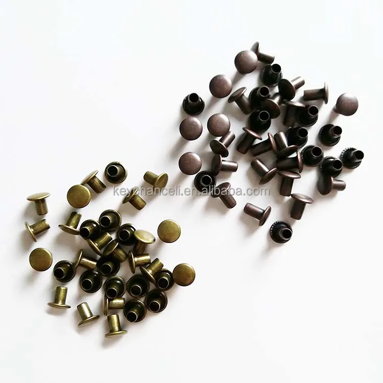 popular antique brass bronze screw single round head hollow metal rivet for folder clip board clip