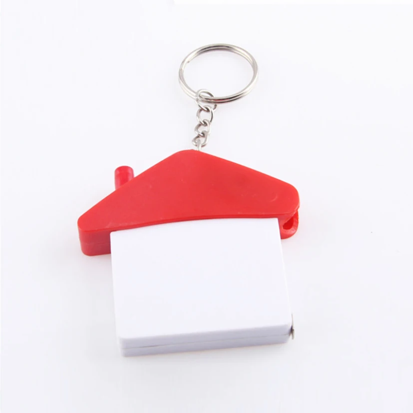 Custom Logo printed House shape tape measure keychain 1 Meter key ring