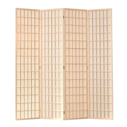 Shoji 4 Panel Screen Room Dividers Partition Japanese Style Black/wooden/brown Indoor Divider Wooden Partitions