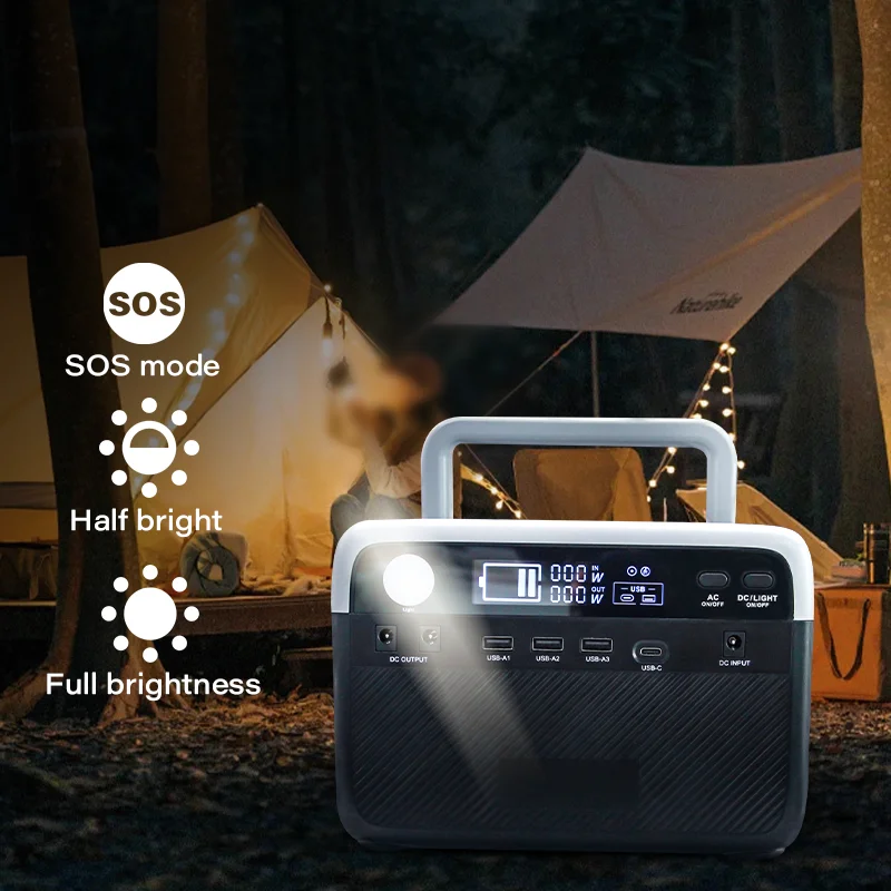 Banqcn 2024 New Power Station Outdoor Camping Lifepo4 Battery 300W Wireless AC DC Type-c USB Solar Generator