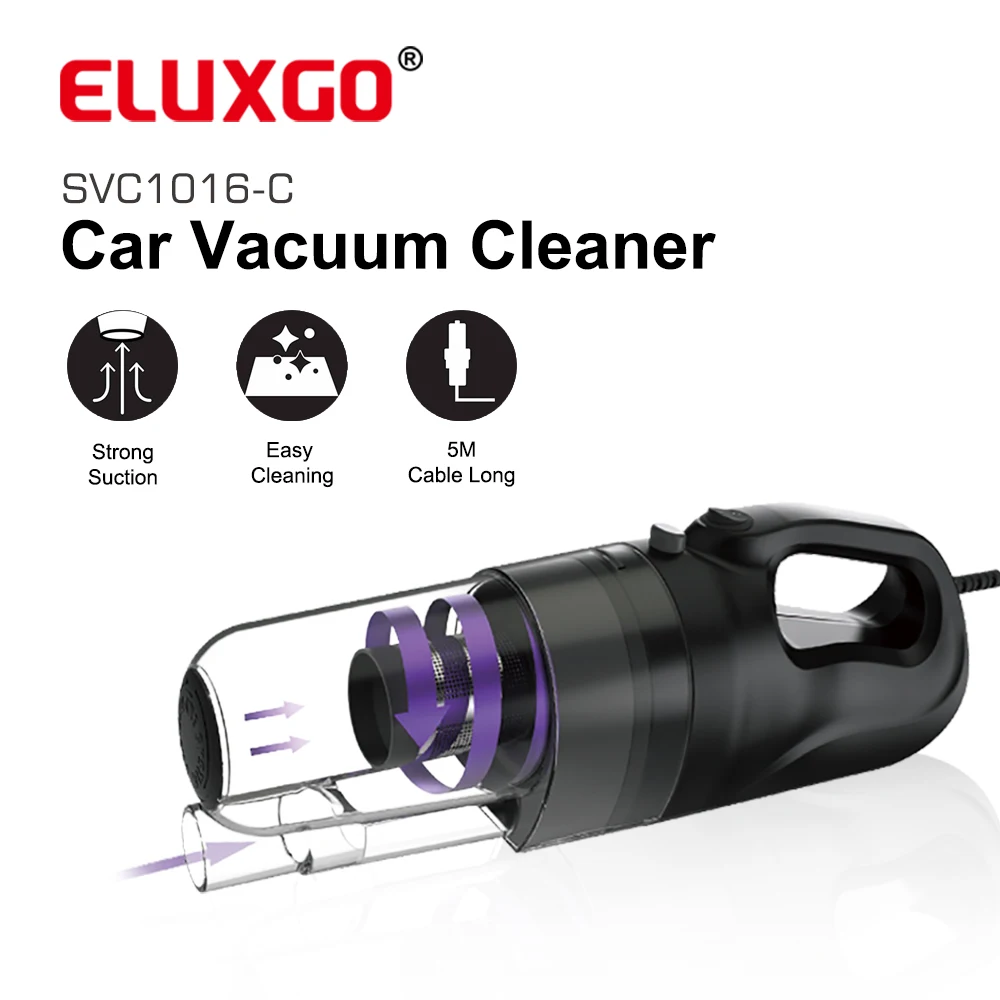 Eluxgo handheld portable 12V car vacuum cleaner
