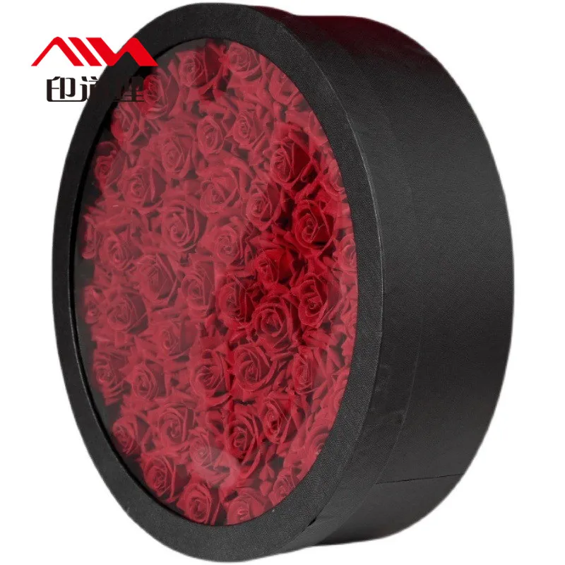 Personalized Velvet Flower Box Round Cardboard Flower Box For Rose Flower Packaging