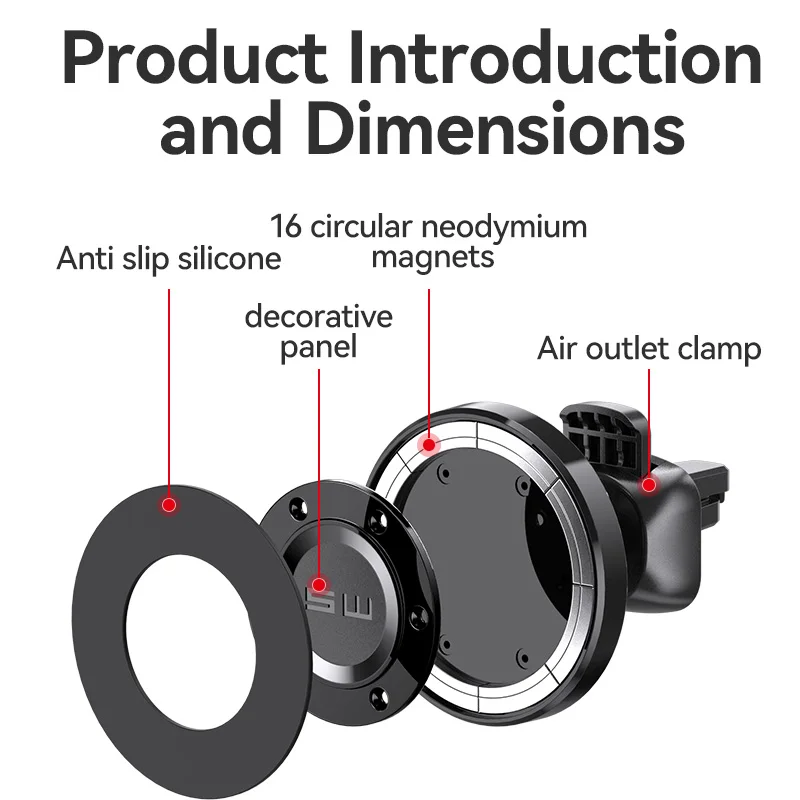 New Designed Magsafing Car Mount Phone Holder Strong Ring Magnets Suction Cup Windshield Dashboard Magnetic car Phone Holder