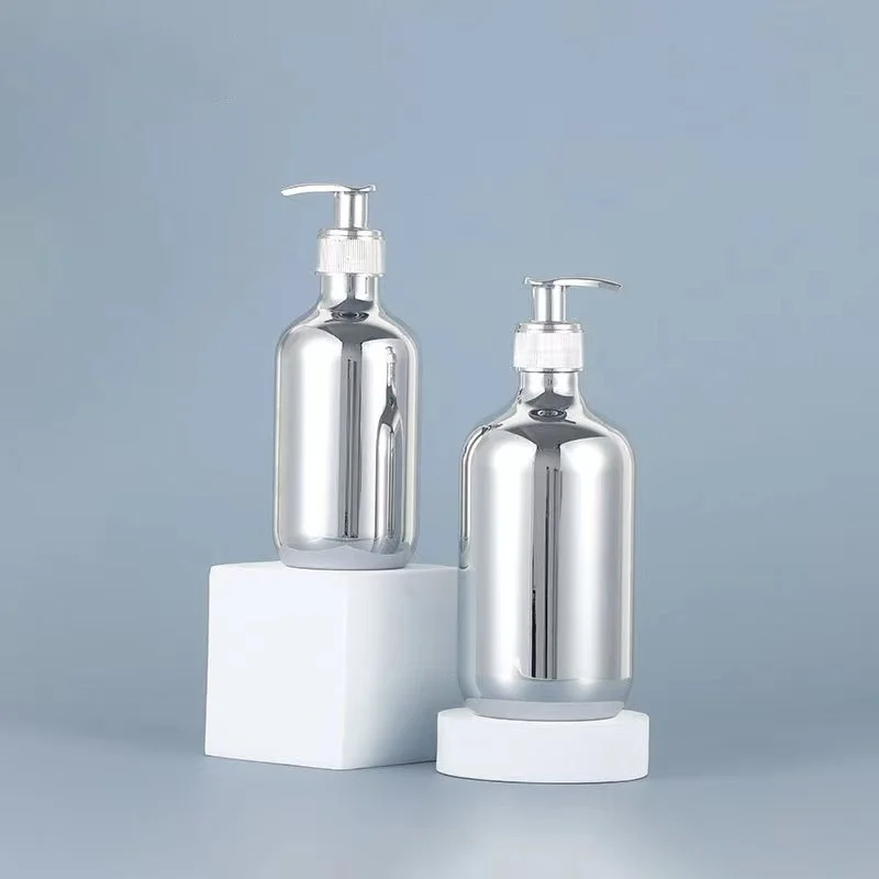 PET electroplating process gold rose gold silver shampoo shower gel bottles