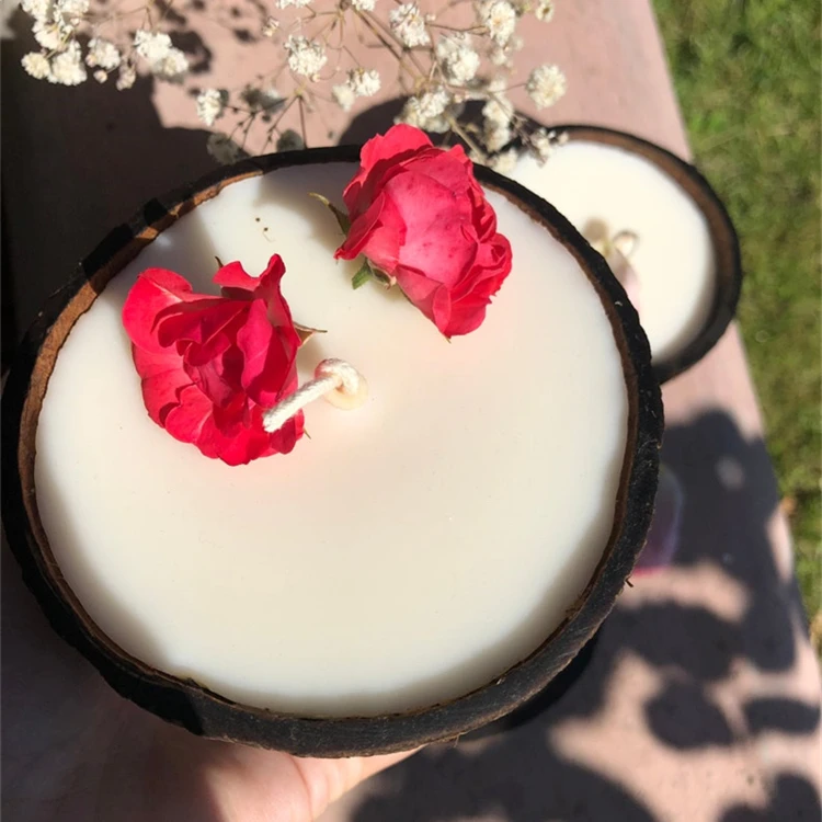 Vegan Soy Natural Organic  Aromatic Candle Coconut Bowl scented Candles Massage Relaxation