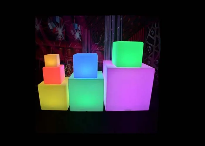 wholesale PE roll molded square stool outdoor remote control colorful charging cube