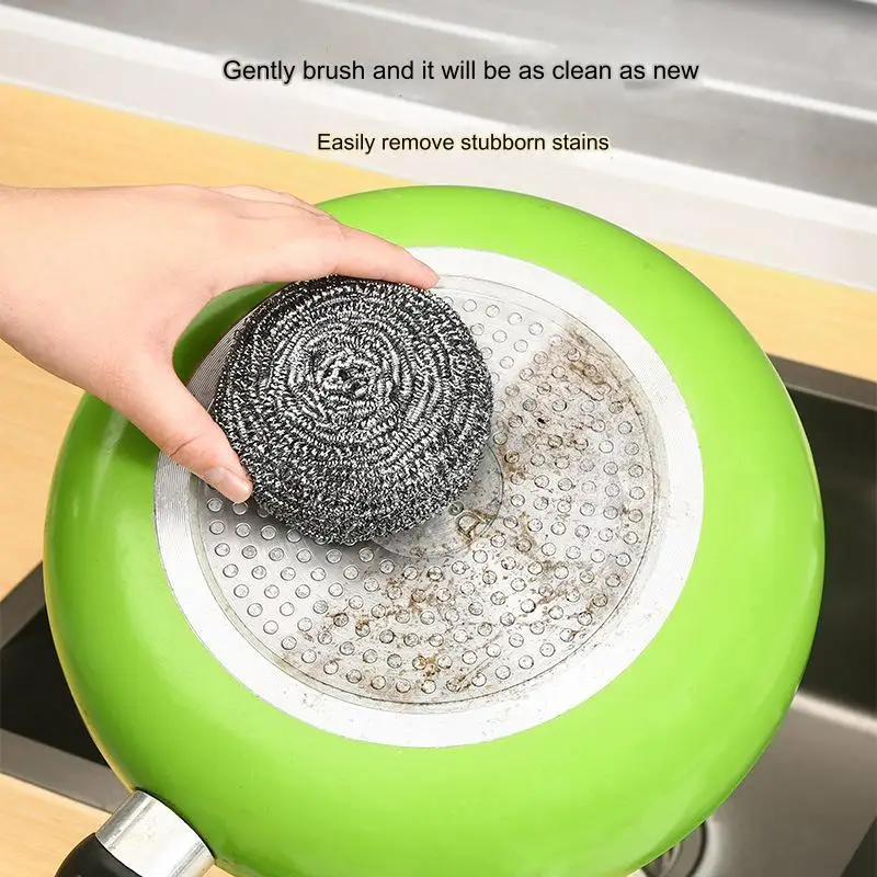 Factory Wholesale Kitchen Cleaning Ball Steel Wool Stainless Steel Wire Scourer Kitchen Scourer Sponge