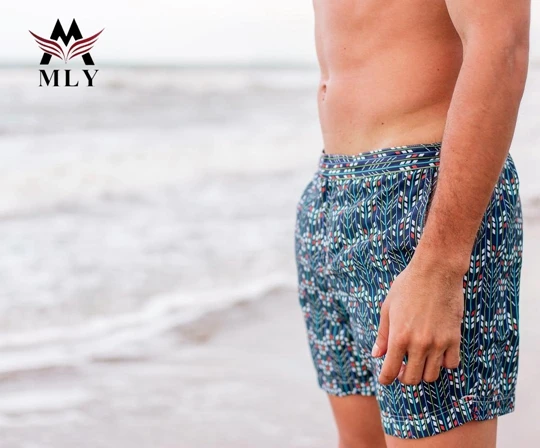 MLY supplier print popular trunk mens swimsuit quick dry board shorts swim trunks