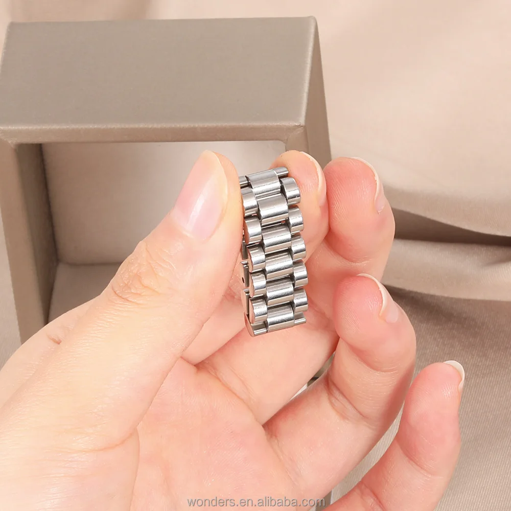 Metal Watch Band Platinum COLOR Solid Stainless Steel Watch Band Straps Rings for Men Women