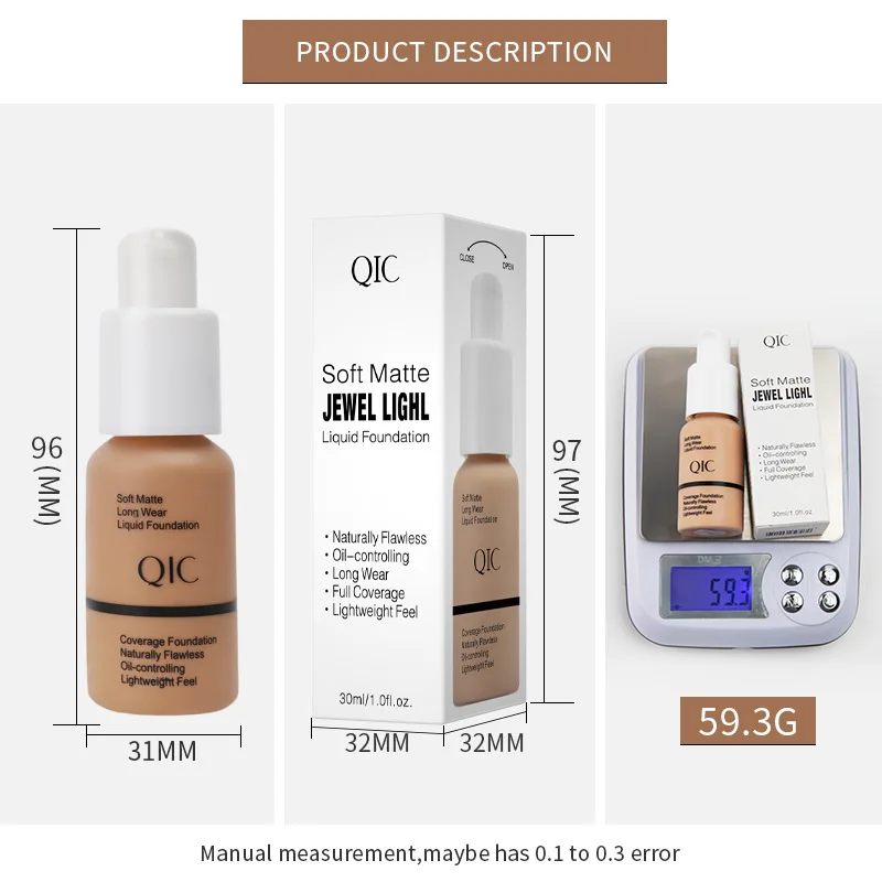Hotsale High Quality Foundation Liquid Full Cover long lasting private label matte Waterproof Makeup Foundation