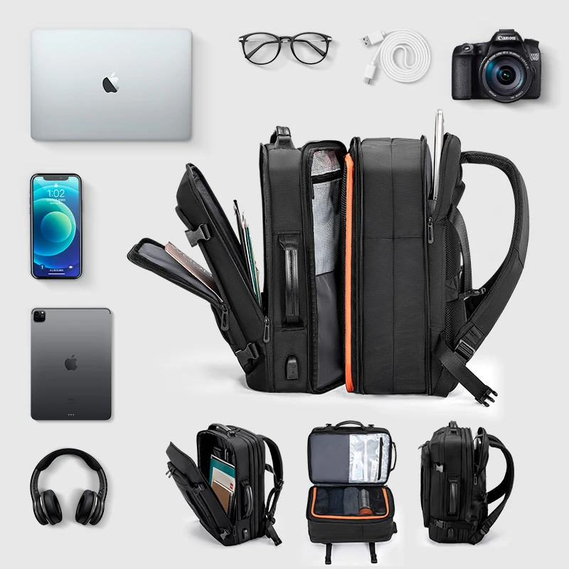 New design Kingsons BSCI factory high quality expandable travel backpack 22L to 35L large capacity laptop backpack with pockets