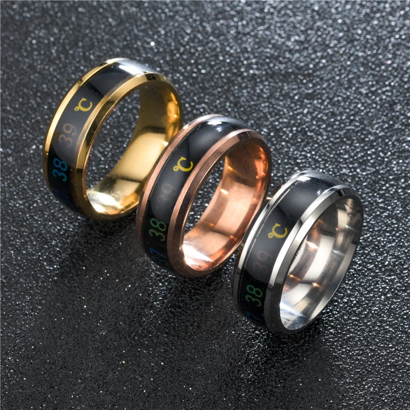 Intelligent Temperature Sensitive Rings Titanium Steel Temperature Ring For Unisex Waterproof Jewelry
