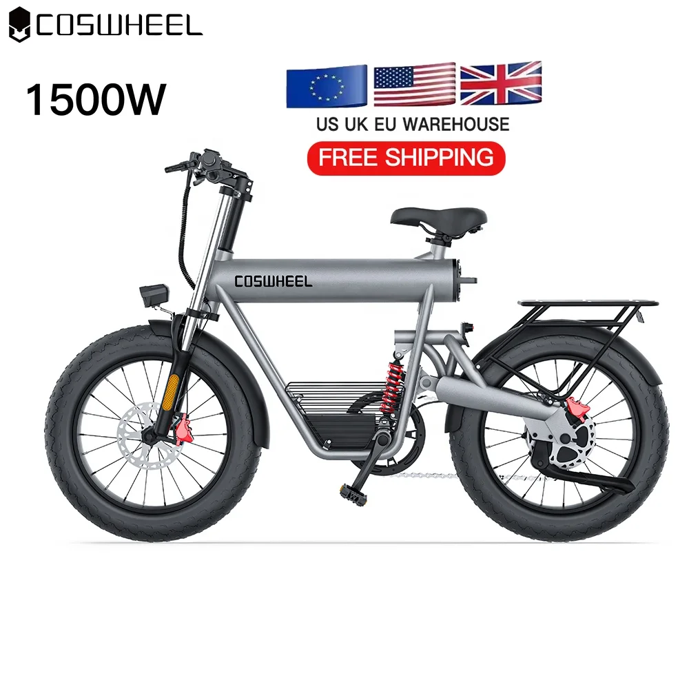 Coswheel T20 New fashion electric city bicycle 48v 20 inch two wheel fat tire electric bicycle 1500W 20AH cheap electric bike