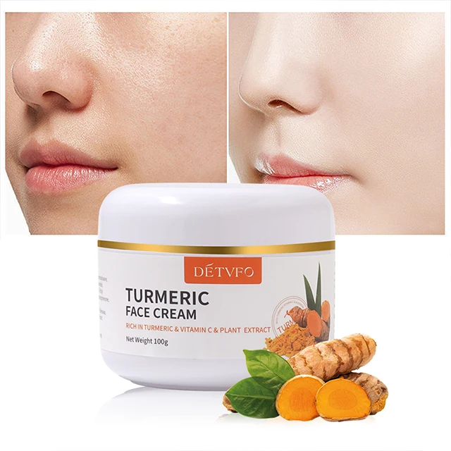 Private Label Organic Turmeric Cream Whitening Anti Acne Effect Dark Spot Brightening Turmeric Face Cream For Acne Treatment