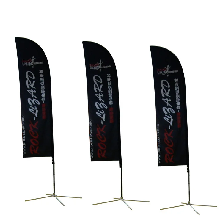 Outdoor factory customized professional aluminum tube feather teardrop beach flag banner